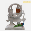 Elegant Radha Krishna Jugal Statue with Peacock - Polymarble