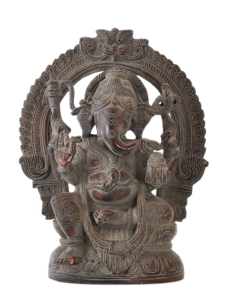 Hindu Lord Ganpati Deva Brass Statue Antique Finish