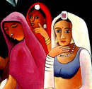 Work and Gossip - Indian Silk Painting