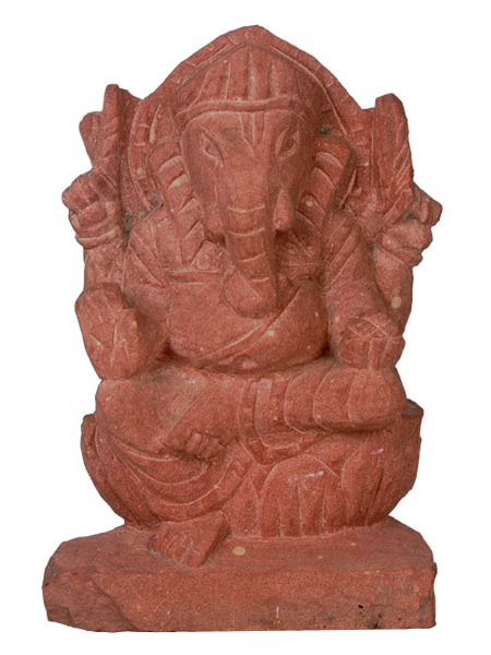 Red Ganesha - Sand Stone Sculpture