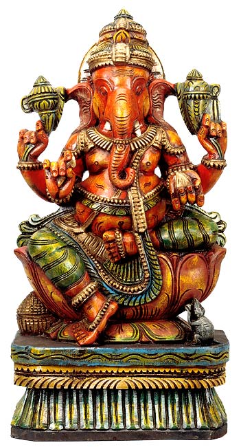 Ekadanta Lord Ganesha - Wood Statue