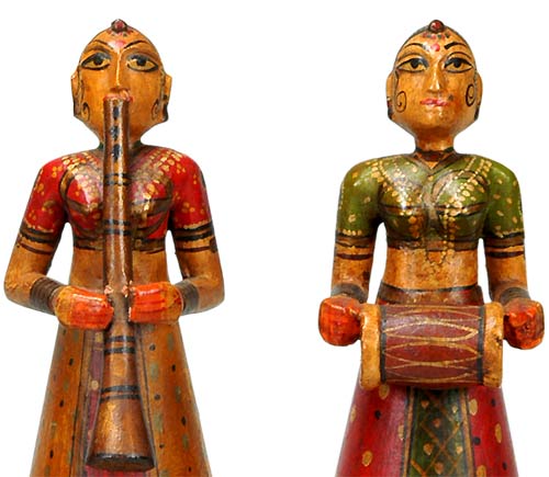 The Performers - Set of 4 Wood Statuettes