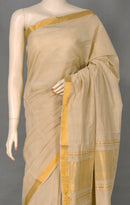 Beige Mangalagiri Handloom Pure Cotton Saree with Blouse