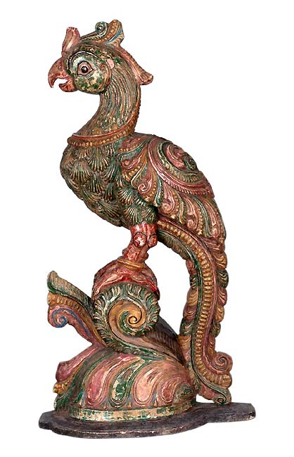 Bird of India - Painted Wooden Statue