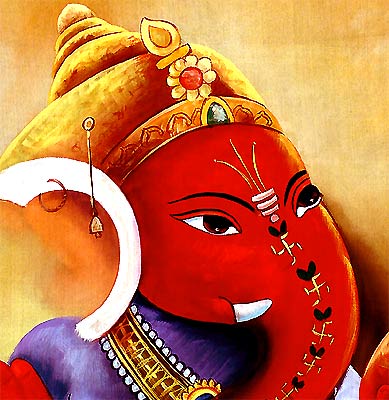 Vibrant Ganesha - Silk Painting