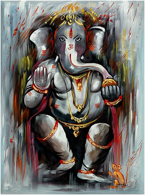 Shubha Ganesha - Silk Painting