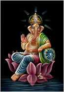 Kamalasana Ganesha - Velvet Painting