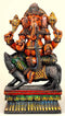 Lord Ganesha Seated on His Mice - Wood Sculpture