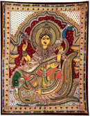 Maha Devi Saraswati - Cotton KalamKari Painting