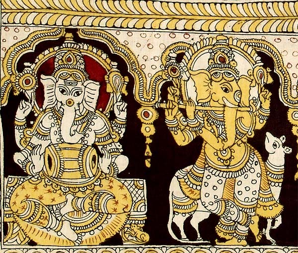 Ashta Ganesha Kalamkari Wall Painting