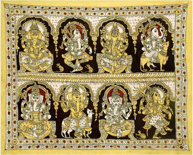 Ashta Ganesha Kalamkari Wall Painting