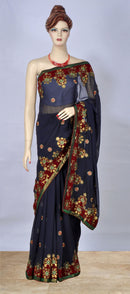 Navy Blue Saree with Ornate Border