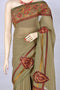 Henna Green Saree with Heavy Border and Patch Work