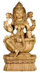 Kamalasana Lakshmi - Wood Sculpture