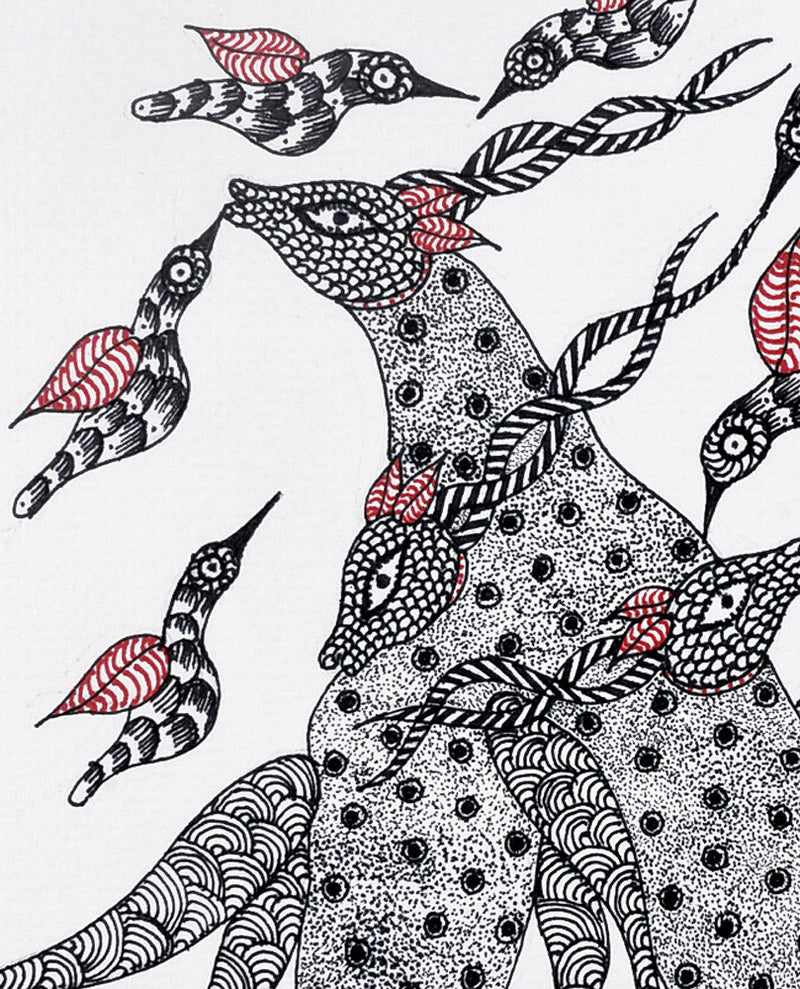 Resting Animals Gond Tribal Painting