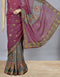 Purple Fusion Sari with Heavy Embroidery