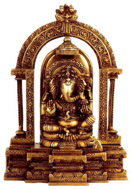 Pious Ganesha - Brass Figurine