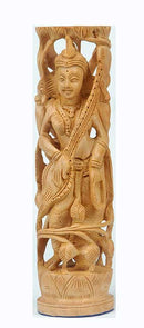 Goddess Saraswati - Wood Statue