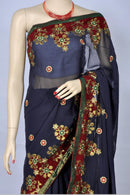 Navy Blue Saree with Ornate Border