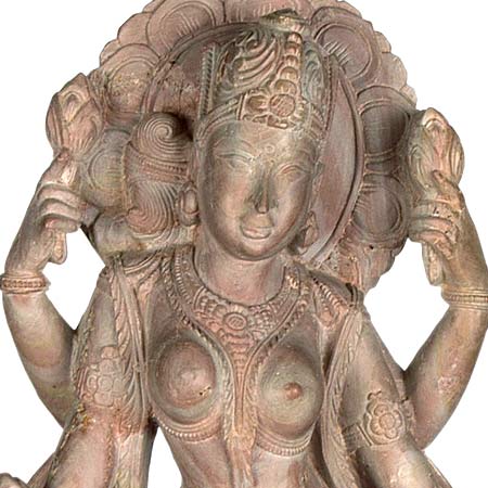 Goddess Luxmi - Pink Soft Stone Statue