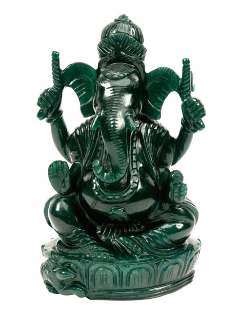 Royal Ganesh - Green Aventurine Statuette