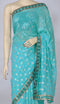 Turquoise Saree with Sequins Work on Upper Pallu