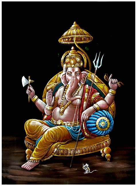 Regal God Ganesha - Water Color Painting