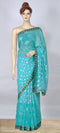 Turquoise Saree with Sequins Work on Upper Pallu