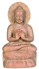 Buddha Dharmachakra - Pink Stone Statue