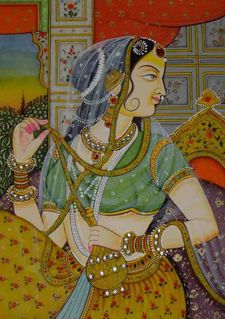 Mughal Princess-Miniature Painting on Marble