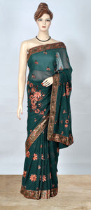 Bottle Green Shimmer Saree