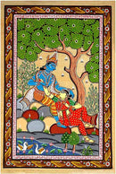 Divine Love of Radha Krishna - Pata Painting