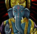 Magnificent Lord Ganesha - Painting on Velvet Cloth