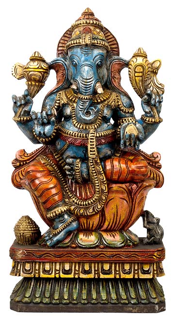 Shyama Ganesha - Wood Sculpture