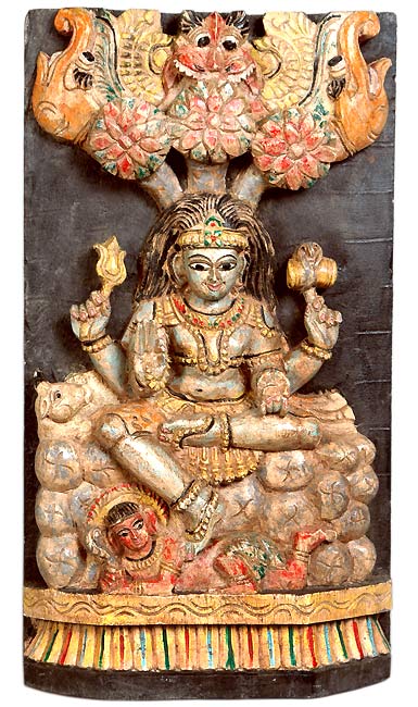 'Dakshinamurthy' Shiva as Universal Teacher - Wood Sculpture