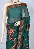 Bottle Green Shimmer Saree