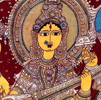 Maha Devi Saraswati - Cotton KalamKari Painting