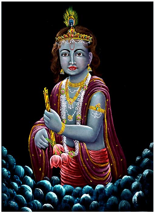 Flowers of Love - Lord Krishna Painting