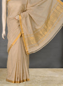 Beige Mangalagiri Handloom Pure Cotton Saree with Blouse