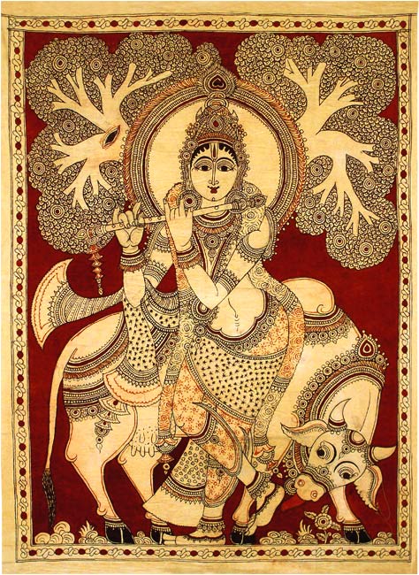 Venu Gopala - Krishna Kalamkari Painting