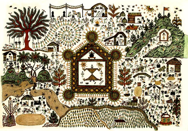 The Village Goddess - Large Warli Painting