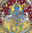 Lord Ganesha Seated on Lotus - Kalamkari Painting 46"H