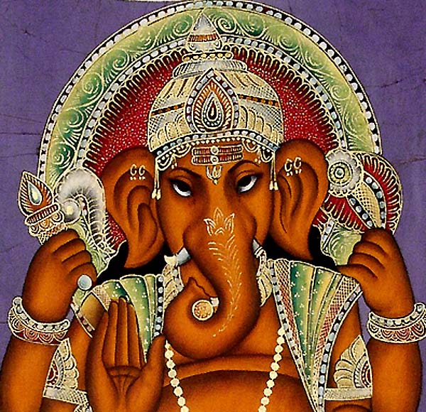 The Elephant Headed God Ganesha - Batik Art Painting